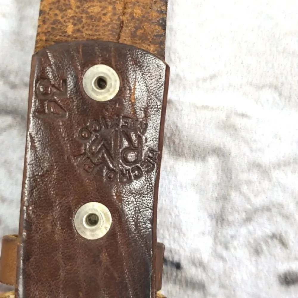 Recho Mexico Men’s Brown Tooled Braided Leather Belt Size 34